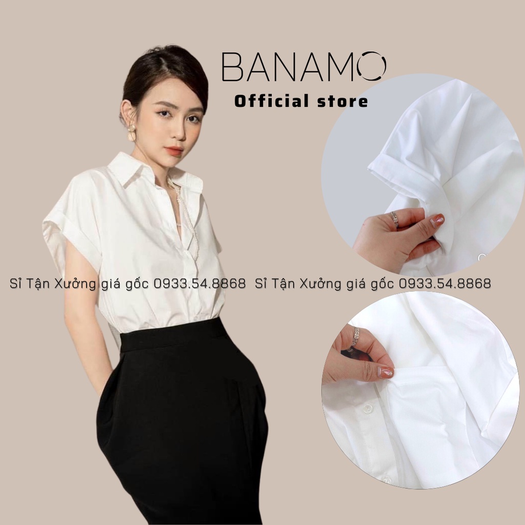 Áo sơ mi nữ tay hến phong cách công sở siêu đẹp thời trang Banamo Fashion sơ mi tay hến 3923 | BigBuy360 - bigbuy360.vn