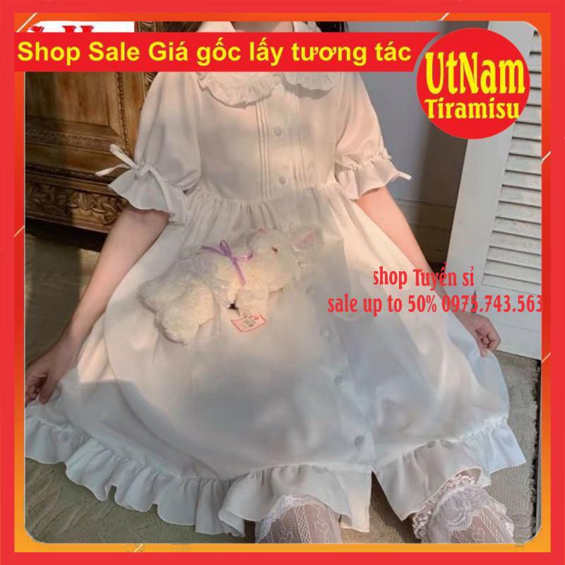 (HÀNG SẴN) VÁY BABY DOLL TRẮNG PHONG CÁCH LOLITA CỔ BẺ NƠ TAY🎎 VÁY CÔNG CHÚA DỰ TIỆC SIÊU XINH  ĐẦM DÁNG DÀI