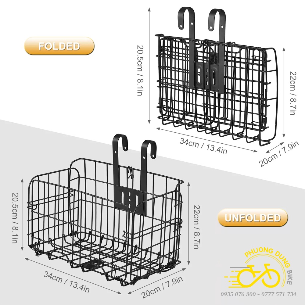 Giỏ xe đạp - Giỏ gấp gọn gắn ghi đông, baga sau xe đạp