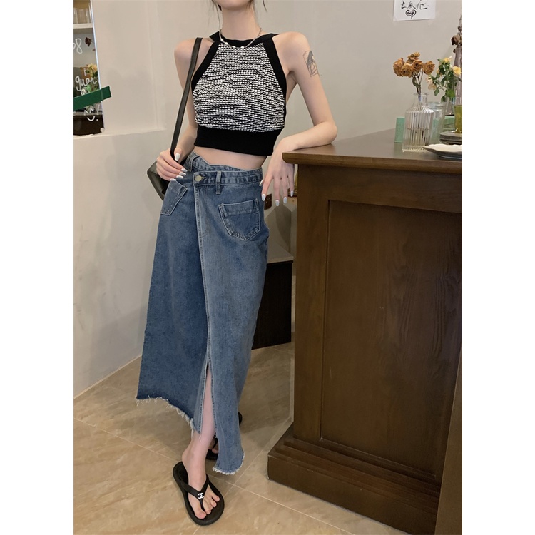 Áo Dệt Kim Hai Dây Phong Cách Hàn Quốc Thời Trang Mùa Hè Cho Nữ