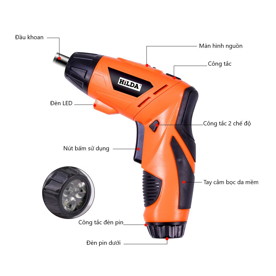 Bộ máy khoan và tháo ốc vít đa năng đi kèm 47 phụ kiện đáp ứng mọi nhu cầu, tiện lợi, động cơ hoạt động mạnh mẽ - K1151