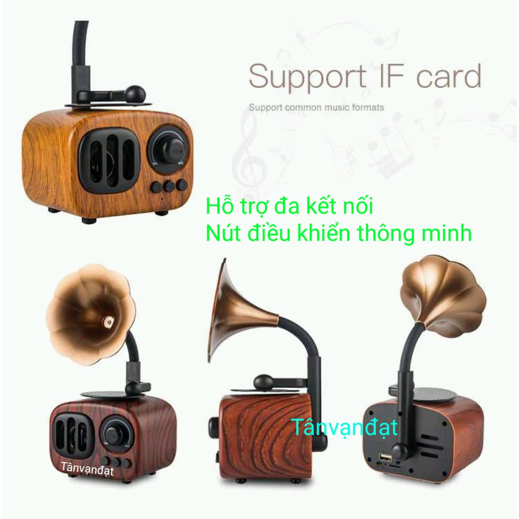 Loa bluetooth AS-90 thông minh, đa kết nối Buetooth, FM cổ điển vỏ nhựa ABS giả gỗ siêu bền chống cháy