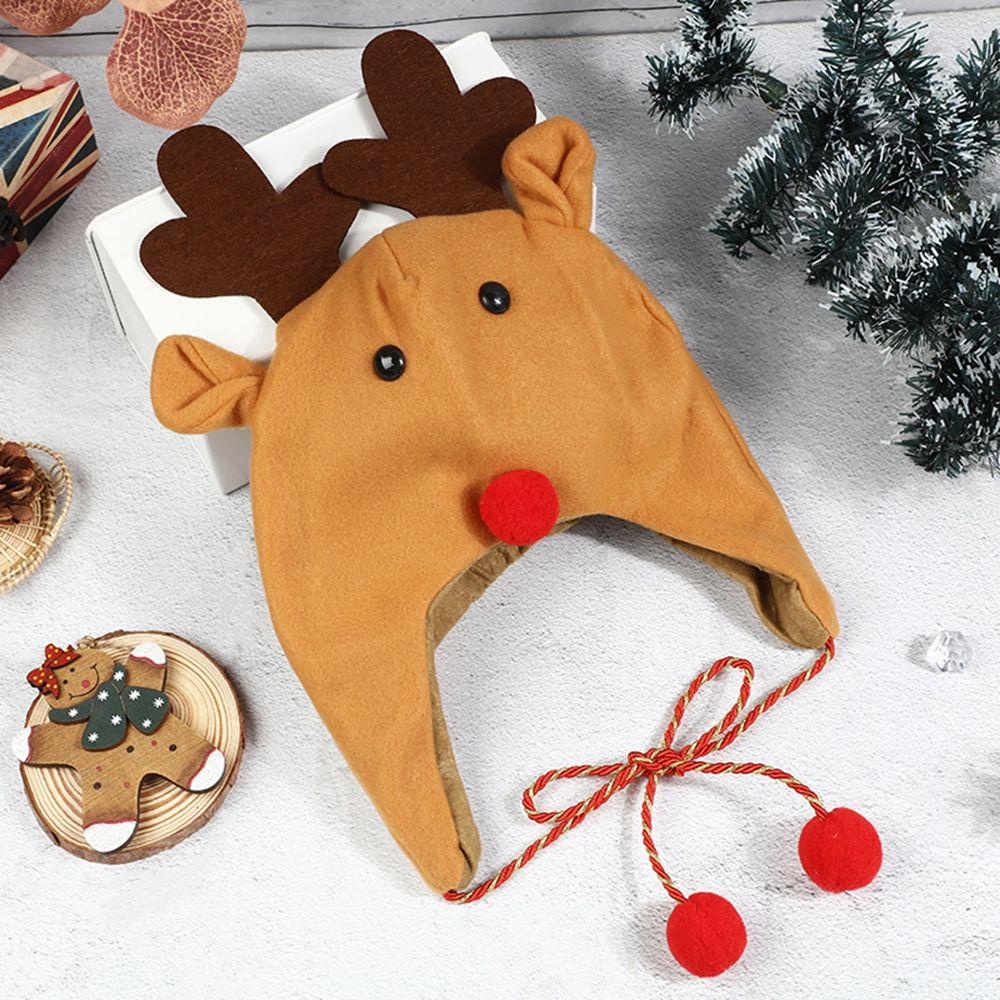 Mũ Beanie Đính Sừng Tuần Lộc Hoạt Hình Dễ Thương Cho Nữ