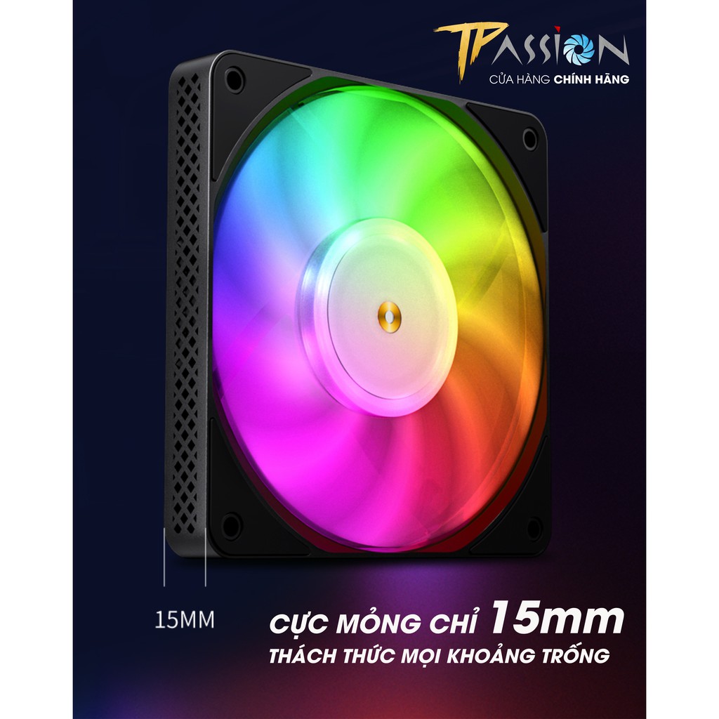 Quạt Fan Case 12cm JONSBO HF1215 ARGB SLIM FAN - Chính hãng, Quạt tản nhiệt LED 5v Sync