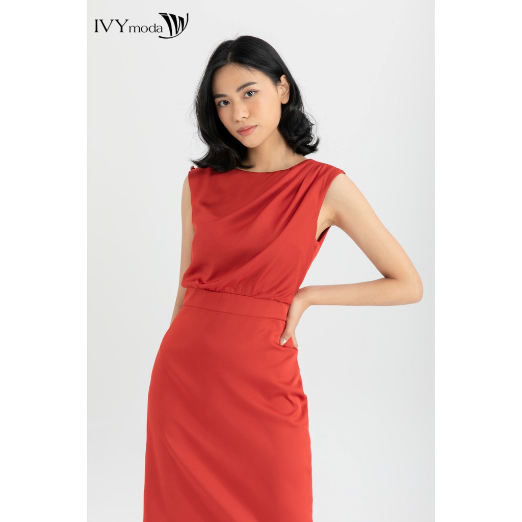 [Mã FAMALLT5 giảm 15% đơn 150k] Đầm ôm vai khuy thiết kế IVY moda MS 41M6421