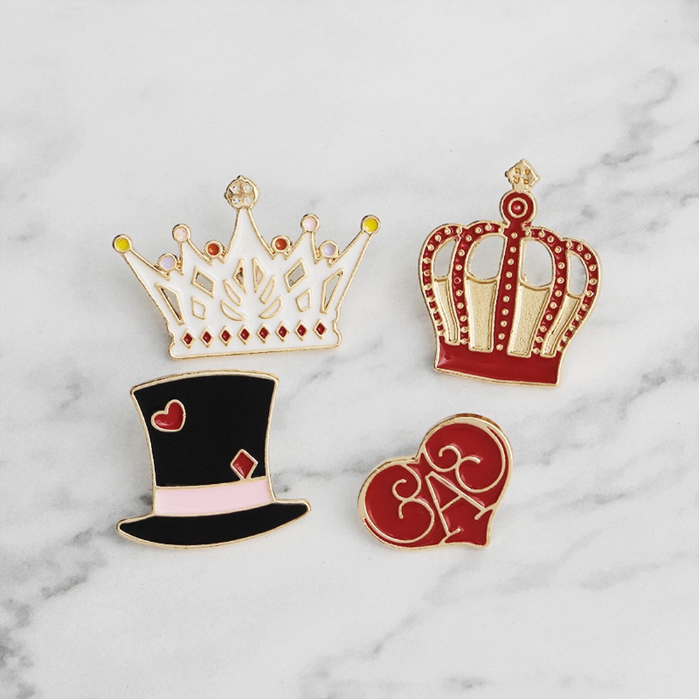 YOML✔Fashion Women Cartoon Hat Crown Love Heart Brooch Pin Enamel Party Jewelry Gift