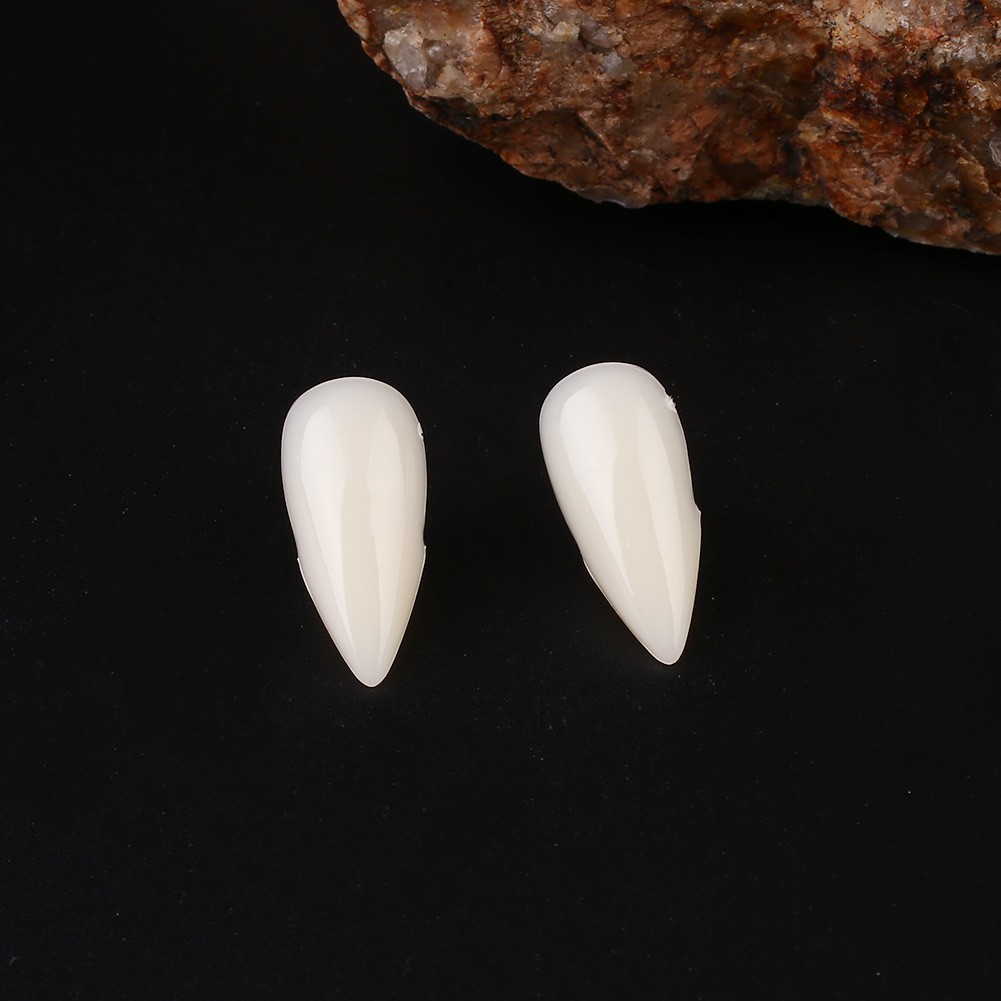 Cặp răng nanh hóa trang ma cà rồng cho halloween màu đen/trắng/trong suốt chất liệu resin kích thước 13/15/17/19mm