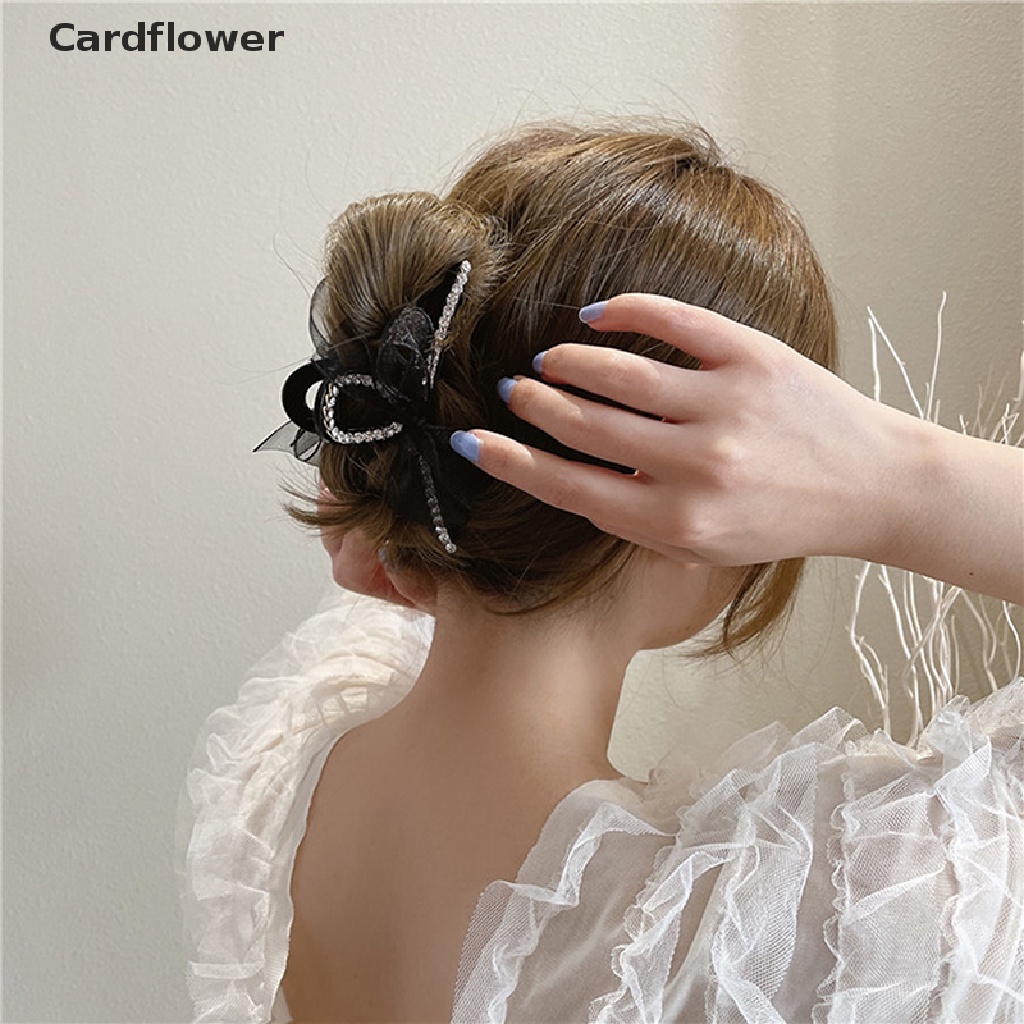 &lt; Cardflower &gt; Kẹp Tóc Móng Vuốt Đính Hạt Hình Cá Mập Phối Dây Xích Phong Cách Ins Cho Nữ