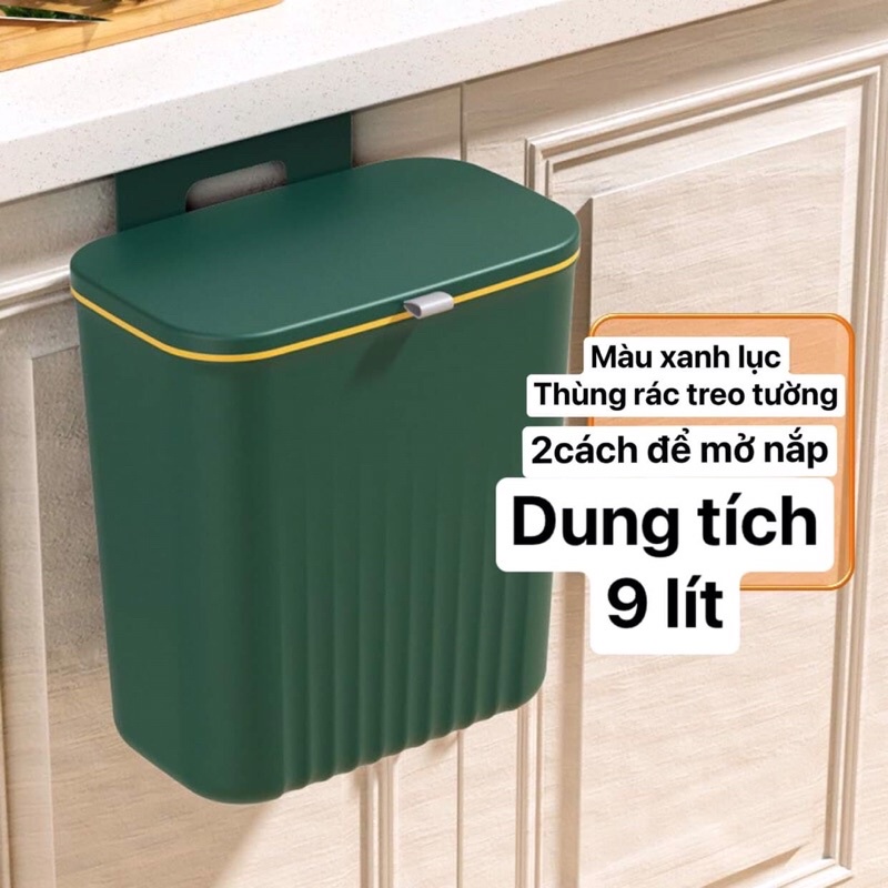 Thùng rác treo tủ bếp , dán tường có nắp đậy trượt thông minh- tặng kèm miếng dán và móc treo