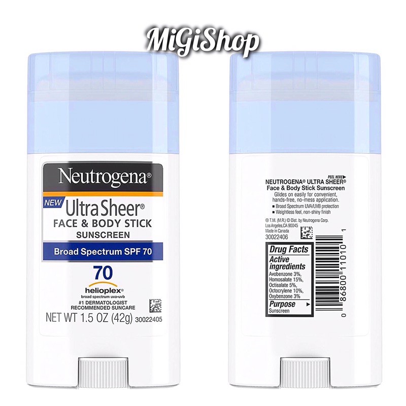 [Hàng Mỹ] Sáp Chống Nắng Dạng Lăn Neutrogena Ultra Sheer Face And Body Stick Sunscreen SPF70 42g | BigBuy360 - bigbuy360.vn