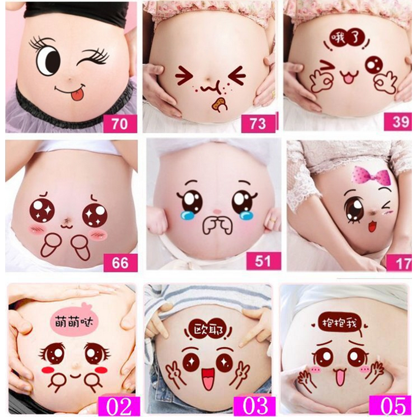 Miếng dán trang trí bụng mẹ bầu thiết kế hoạt hình đáng yêu xinh xắn