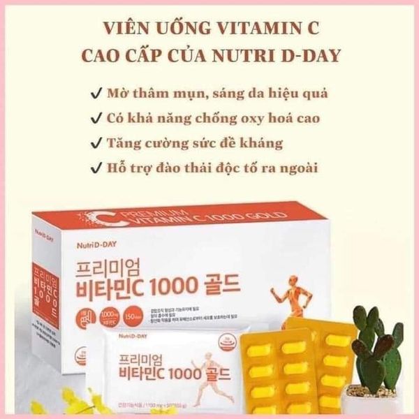 Viên Uống Vitamin C 1000mg Nutriday Chống nắng Trắng Da Hàn Quốc
