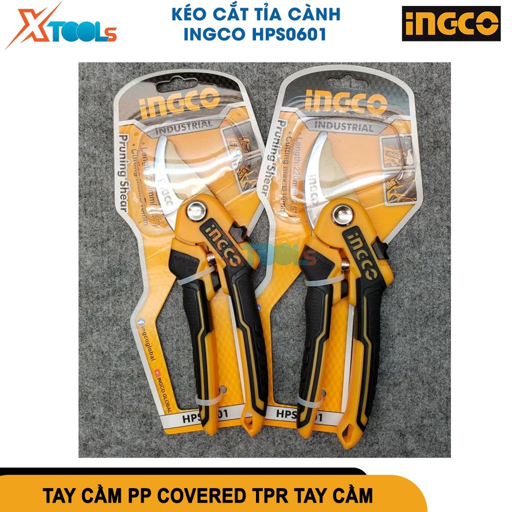 Kéo cắt cành cây 8.5''/220mm INGCO HPS0601, lưỡi thép carbon, kéo cắt tỉa khung kim loại [XTOOLs][CHÍNH HÃNG]
