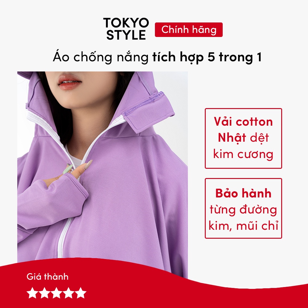 Áo chống nắng Tokyo Style áo chống nắng cánh dơi vải cotton Nhật dệt kim cương chính hãng