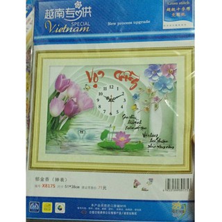 Tranh thêu vợ chồng thiên nga hoa tulip X8175 - kích thước: 51 * 38cm. (TRANH CHƯA LÀM)