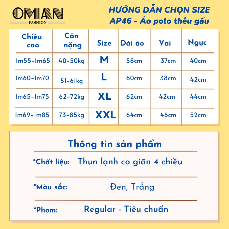 [Quà tặng 1 đôi tất KK] Áo phông polo nam nữ, thêu hoạ tiết hình GẤU chất thun co giãn 4c - OMAN AP46