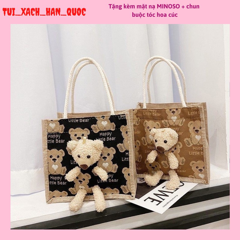 Túi Cói Hình Gấu Bông ❤️XẢ KHO BÁN LỖ❤️Túi Xách Nữ Siêu Tiện Dụng HQ176