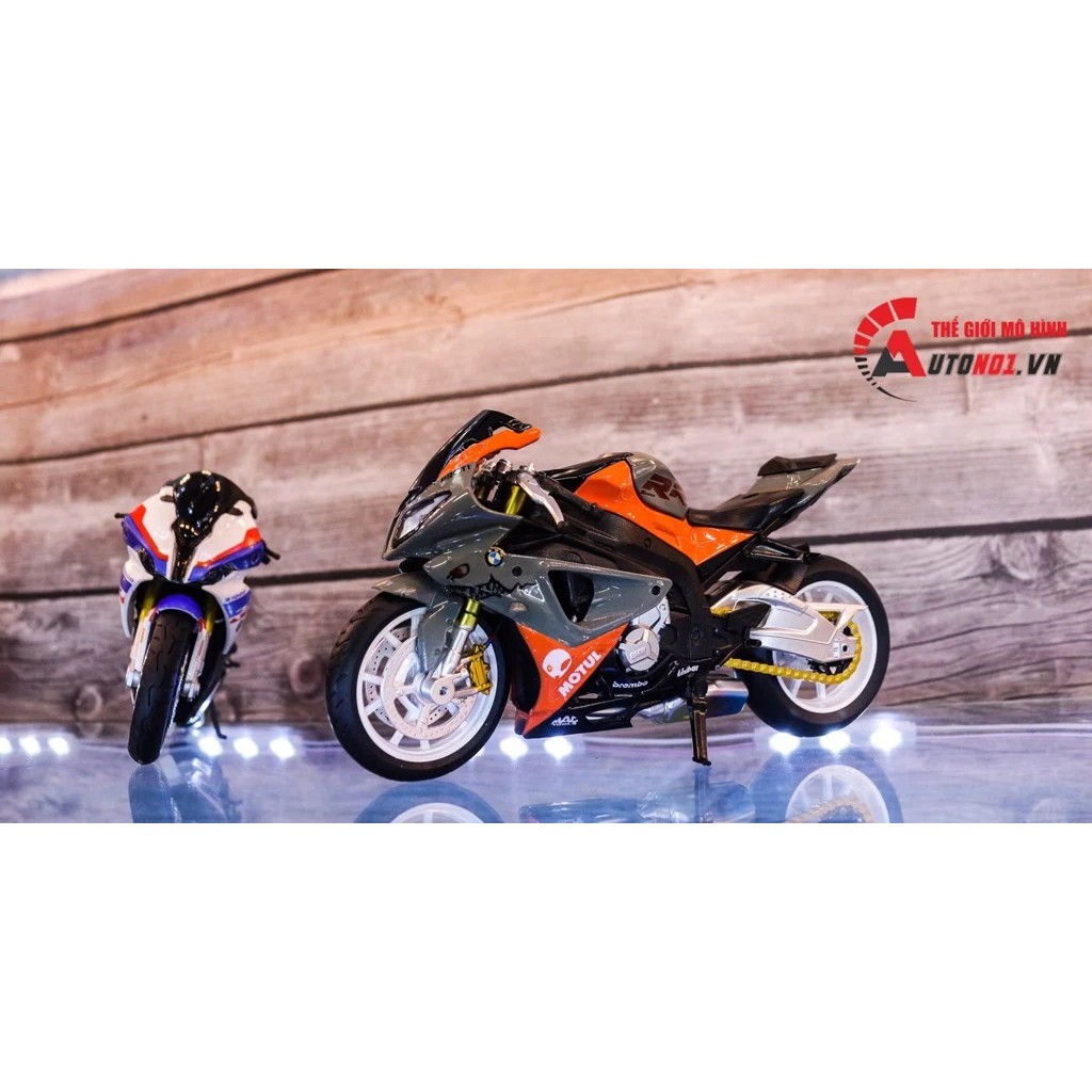 MÔ HÌNH XE BMW S1000RR ĐỘ HÀM CÁ MẬP GRAY - ORANGE - ĐỘ PÔ SC AUTONO1 D143