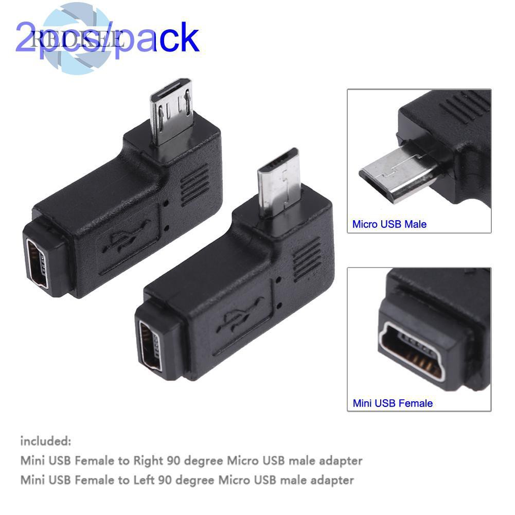 Set 2 Đầu Chuyển Đổi Usb Mini 90 Độ Sang Micro Usb Chuyên Dụng | BigBuy360 - bigbuy360.vn