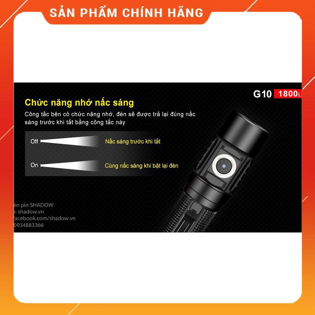 [HÀNG SIÊU CẤP][FREESHIP] Đèn pin và đèn sạc KLARUS G10 sáng 1800lm xa 250m sạc usb pin 18650 kèm theo