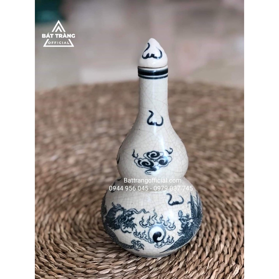 Nậm đựng rượu thờ cúng men rạn đen Bát Tràng