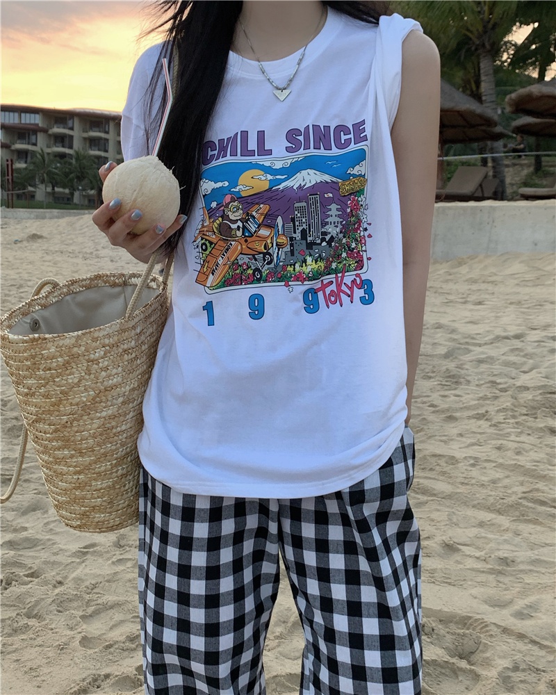 Áo Thun Cotton Nguyên Chất Ngắn Tay Dáng Rộng In Hình Truyện Tranh Phong Cách Mới Mùa Hè 533