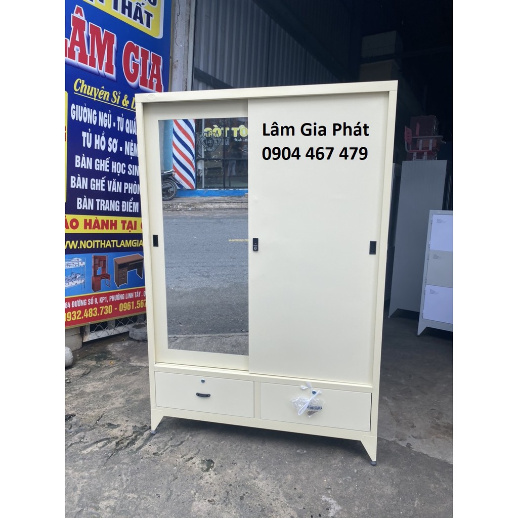 Tủ sắt quần áo cửa lùa sơn tĩnh điện