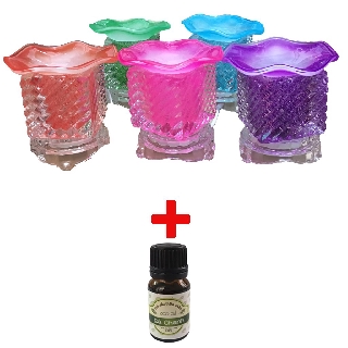 Combo 1 chai tinh dầu Eco 5ml + 1 đèn điện thủy tinh vuông mầu ngẫu nhiên