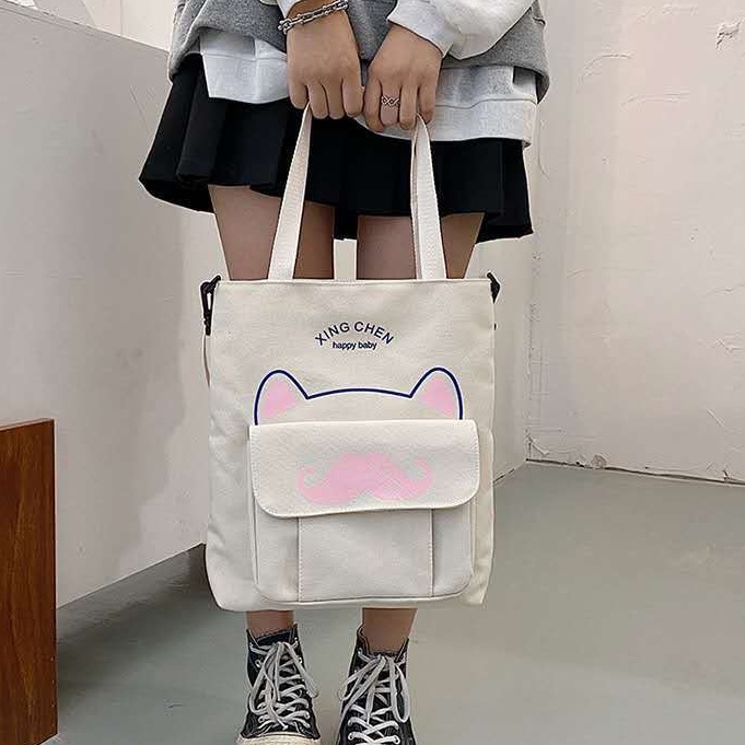 Túi Đeo Chéo Canvas Sức Chứa Lớn Phong Cách Hàn Quốc Thời Trang Cho Nữ