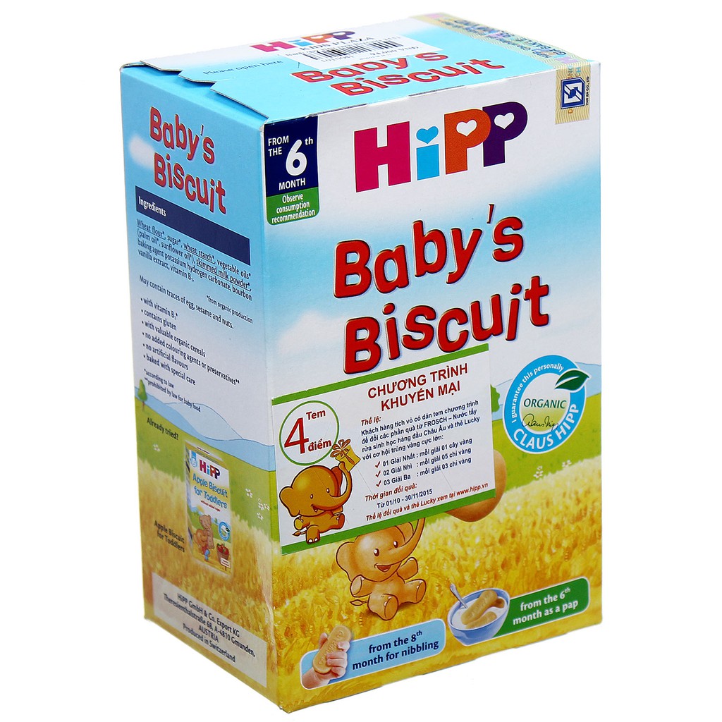 Bánh Ăn Dặm bích quy siêu sạch Baby HiPP Cho bé Từ 6 Tháng DATE 4/2021