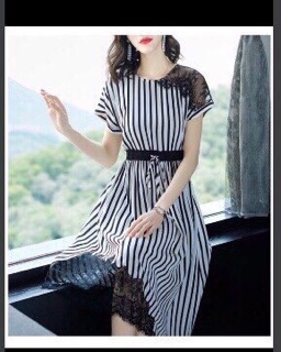 Đầm Sọc Phối Ren Cực Đẹp