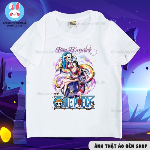 Áo one piece in hình Yamato,Nami,Robin,Boa Hancock,Perona màu trắng cổ tròn tay ngắn,áo thun one piece  arc wano