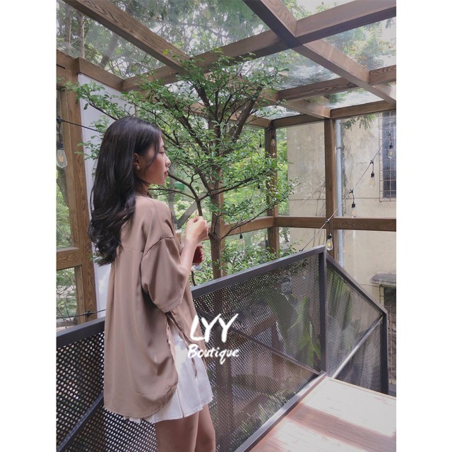 Áo Sơ Mi Cộc Tay Lụa Trơn Nơ Buộc 2 Bên, Áo Sơmi Nữ Trơn Oversize Nơ Hông 5 Màu LYY BOUTIQUE