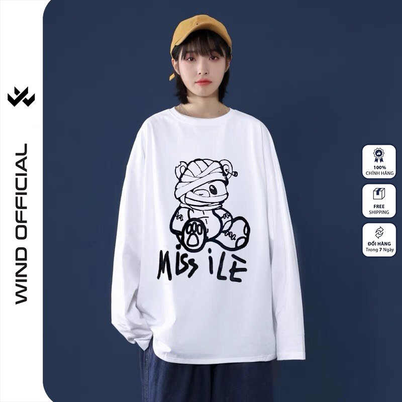 Áo thun tay dài WIND phông unisex form rộng GẤU ILE thời trang nam nữ oversize ulzzang | BigBuy360 - bigbuy360.vn