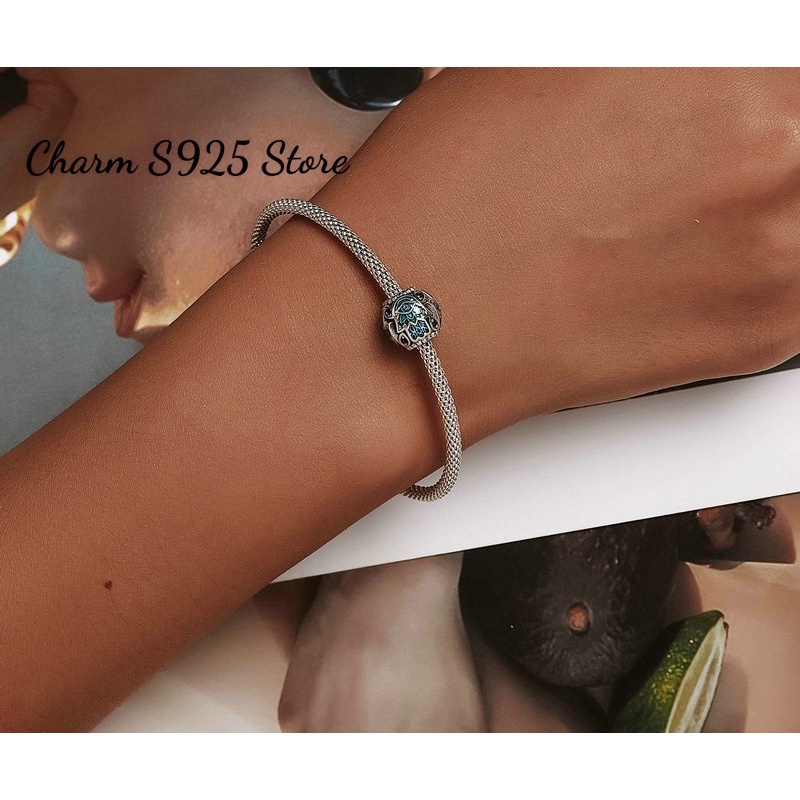 CHARM HOẠ TIẾT XANH BẠC S925 CAO CẤP CHÍNH HÃNG