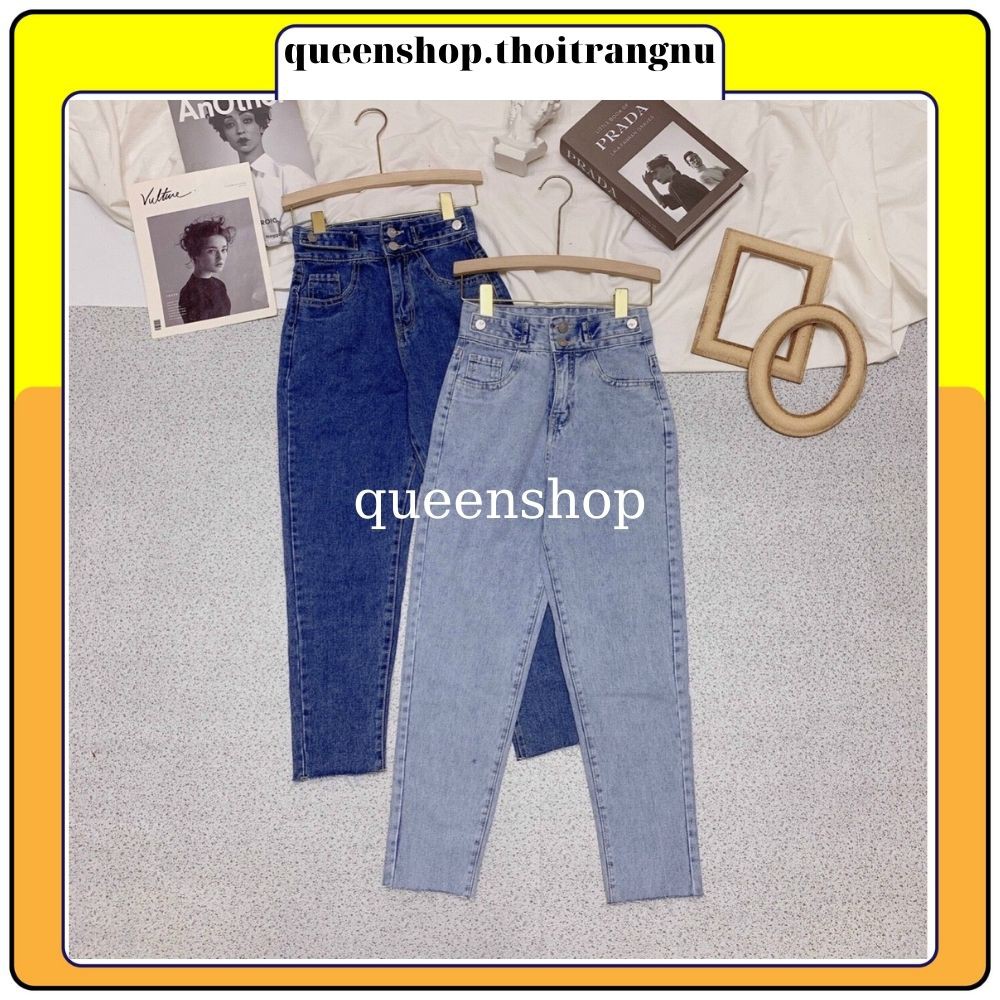 Quần bò nữ bagy ống côn , quần jeans nữ ống suông dáng đẹp Queenshop