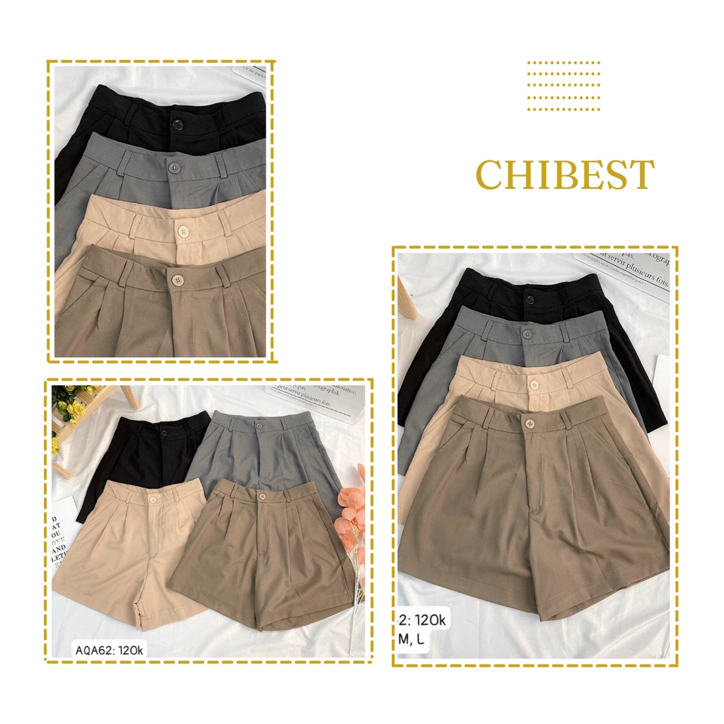 Quần short nữ quần đùi nữ xếp ly lưng cao ống rộng  2 túi đẹp cạp cao ulzzang CHIBEST  AQA62