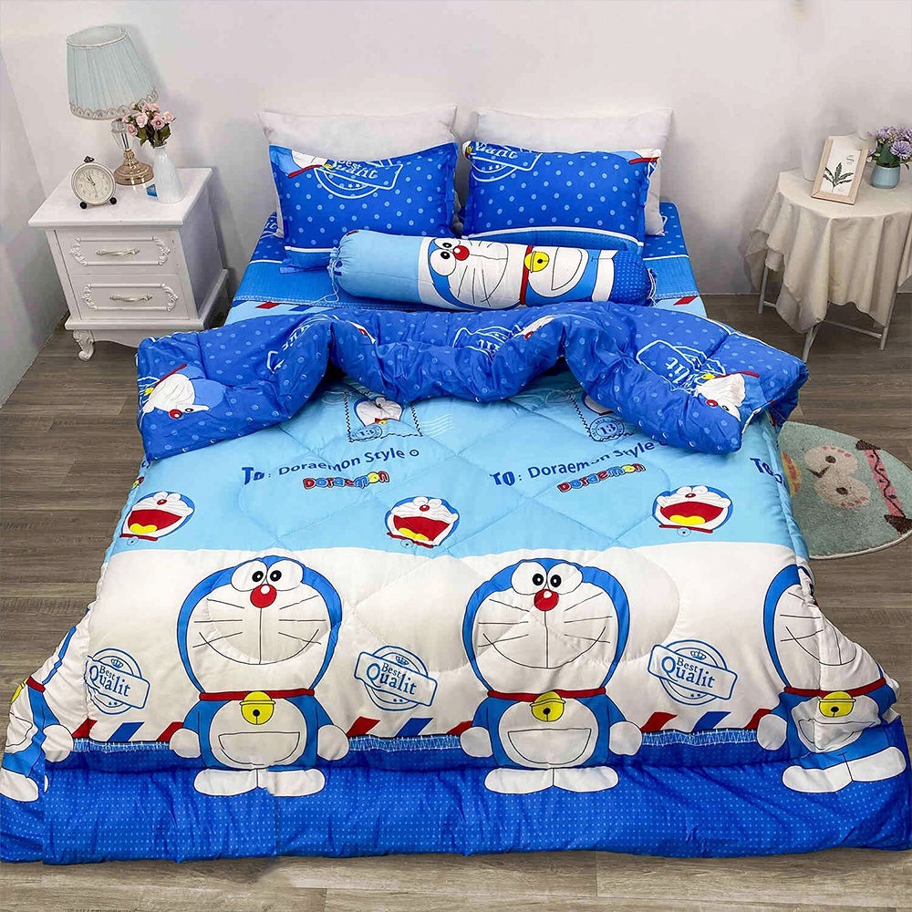 [CHĂN PHAO] Bộ Chăn Phao Ga Gối 5 Món poly cotton [Loại Đẹp] [ 1 Chăn phao + 1 Ga chun + 2 Vỏ gối nằm + 1 Vỏ gối ôm ]