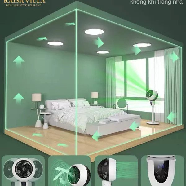 Độc quyềnQuạt cây để sàn 3 cánh quạt gió đối lưu công suất 40W sử dụng motor lõi đồng, có điều khiển từ xa cảm ứng.