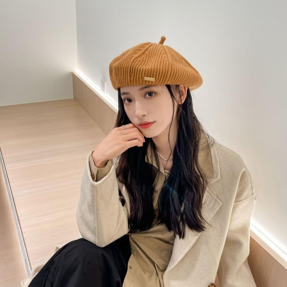 TWINKLE Mũ Beret Dệt Kim Màu Sắc Thanh Lịch Cho Nữ