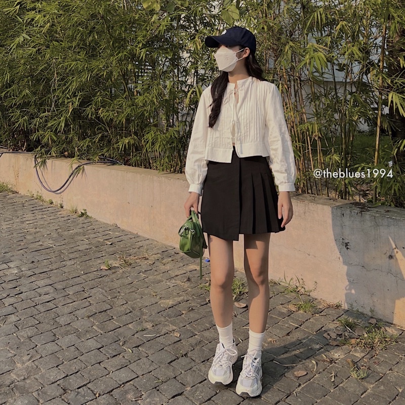 [ ẢNH THẬT KÈM VIDEO ] Áo Sơ Mi Trắng Thô Xếp Li Trước Dáng Croptop Cột Dây | BigBuy360 - bigbuy360.vn