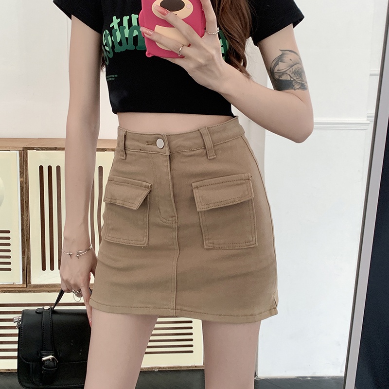 [Hàng Có Sẵn] Chân váy jean Ngắn Lưng Cao Dáng Ôm Gợi Cảm Cổ Điển Cho Nữ