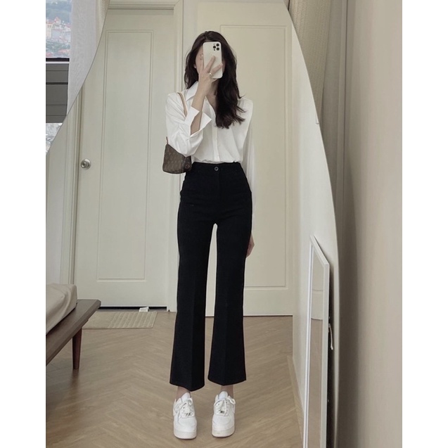 QUẦN ỐNG LOE CHẤT LIỆU TUYẾT MƯA MẶC CỰC KÌ ĐẸP VÀ ĐỨNG FORM NHA