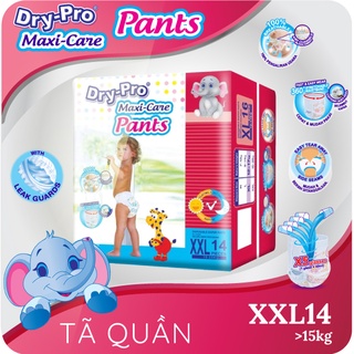 Tã/bỉm quần Dry-Pro siêu thấm hút nhập khẩu Malaysia size XXL (15kg - 25kg) - Gói 14 miếng