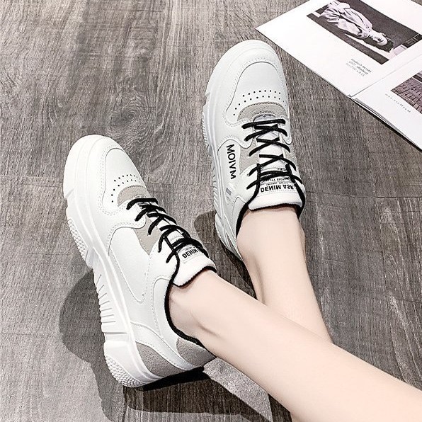 Giày thể thao nữ trắng giá rẻ độn đế ulzzang cao cấp hot trend AZUKA - E4