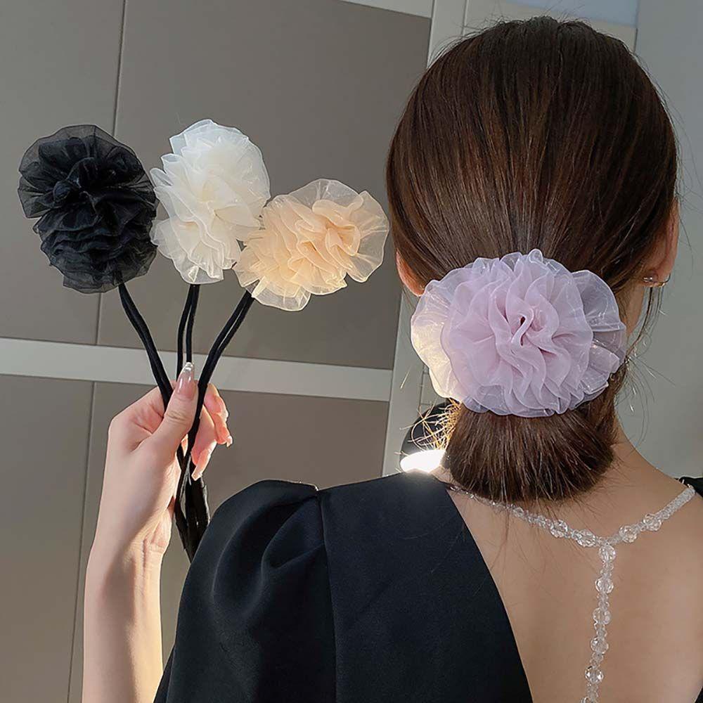 Kẹp Tóc Búi Tóc 15H Đính Quả Cầu Lông Dễ Thương Dành Cho Bạn Gái