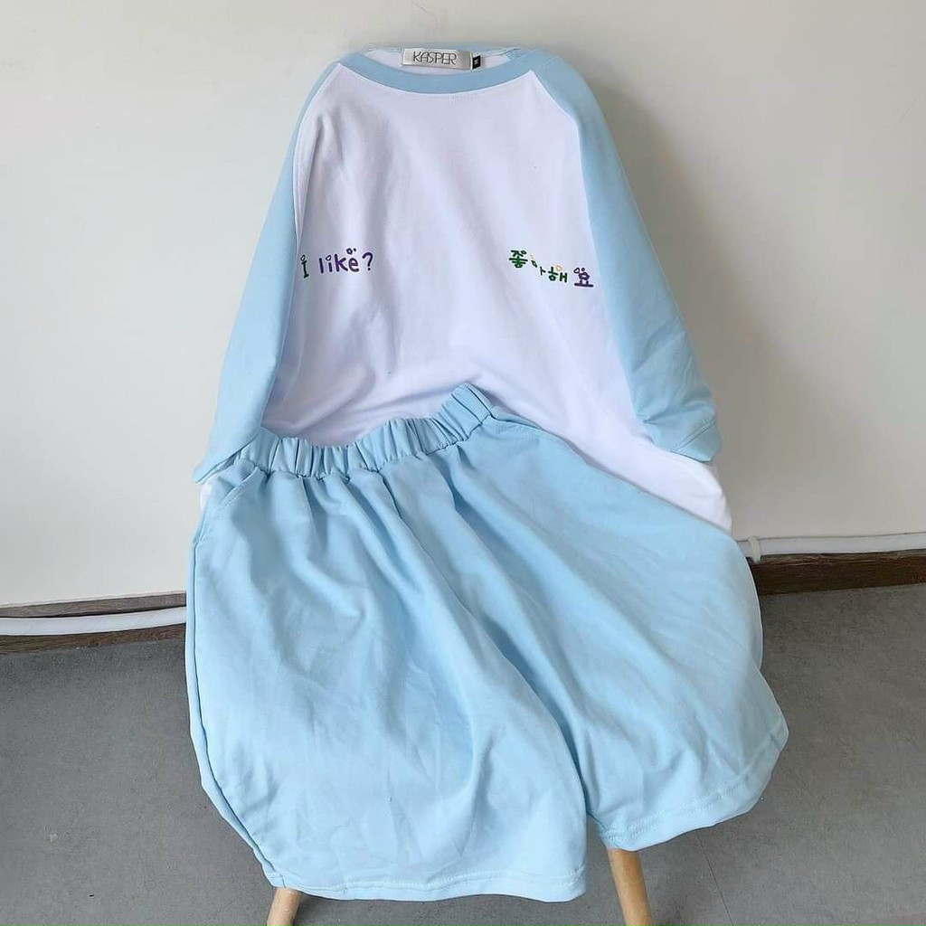 Đồ Bộ Mặc Nhà Dạo Phố Chất Thun Cotton I LIKE Tay Phối Raplang Trẻ Trung Năng Động - Shop3nunisex