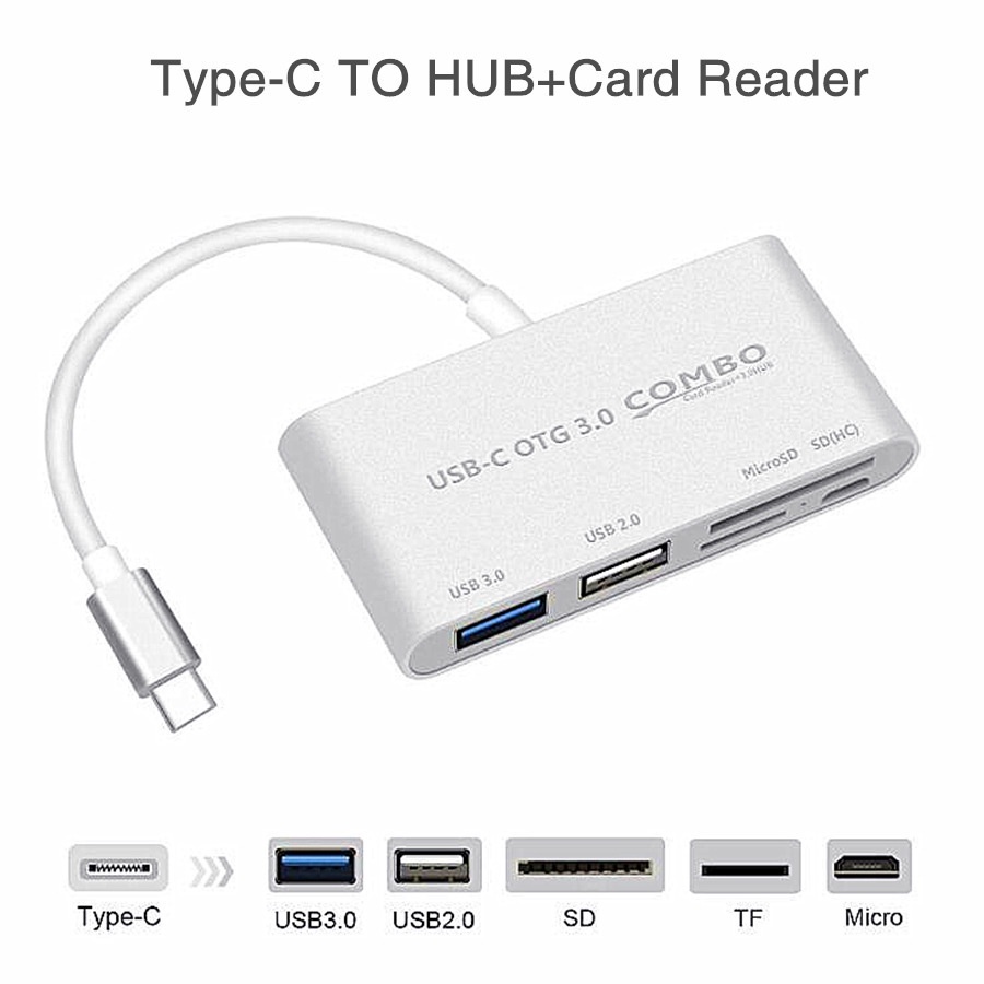 Hub Đọc Thẻ Nhớ OTG USB 3.0 5 Trong 1 Với Đầu Đọc SD / TF Cho MacBook
