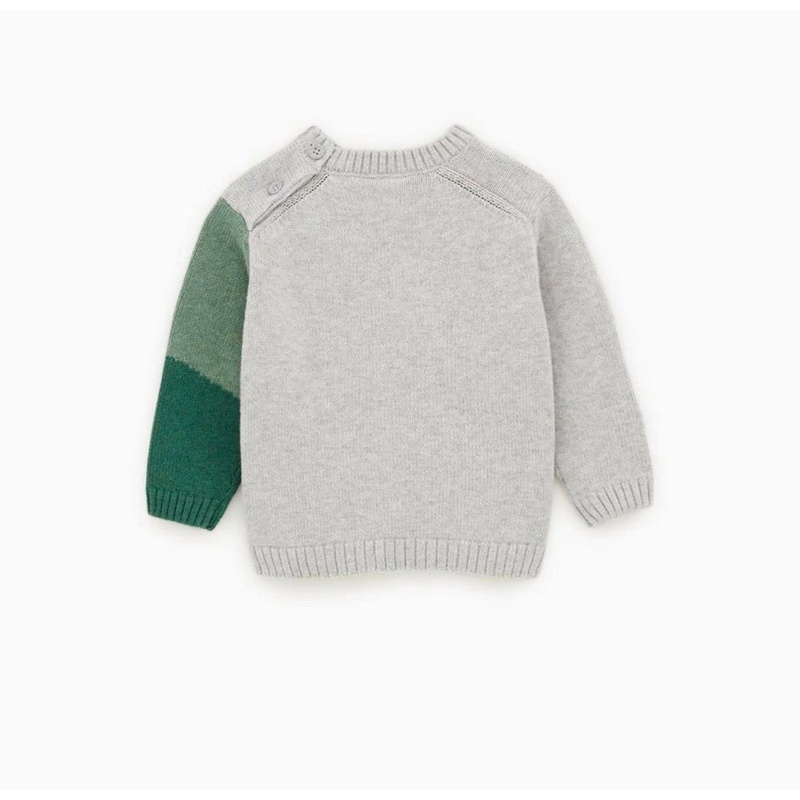 Áo len tắc kè màu ghi cho bé trai size từ 10-24 cân