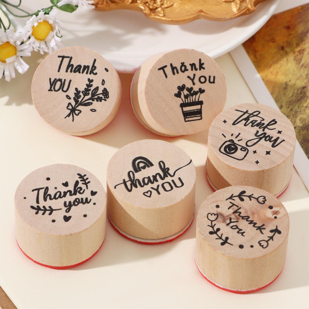 Conopery 6 cái / bộ con dấu cao su bằng gỗ diy albums art craft daily planner trang trí nội thất đồ dùng vẽ cảm ơn bạn vẽ scrapbooking